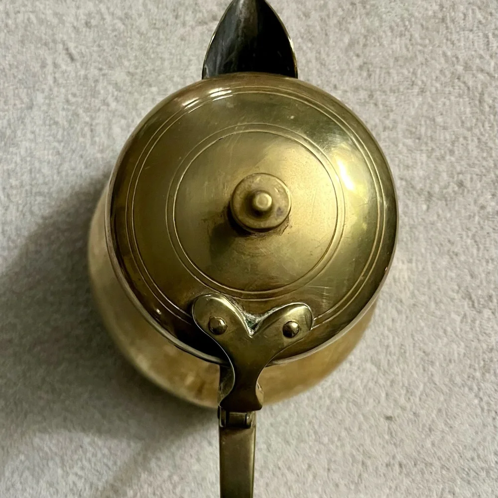 Vintage Solid Brass Lidded ‎ Coffee Carafe Jug  9”